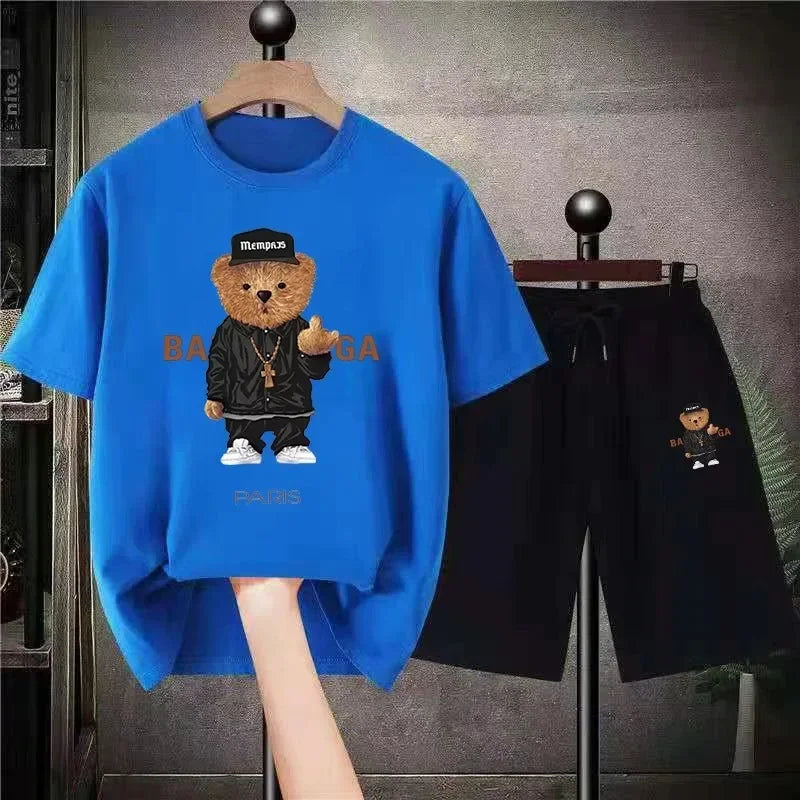 Men Funny Bear Tshirt Set