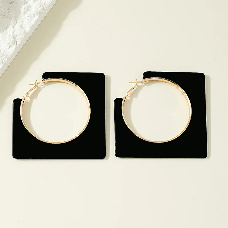 Large Geometric Alloy Earrings