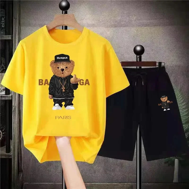 Men Funny Bear Tshirt Set