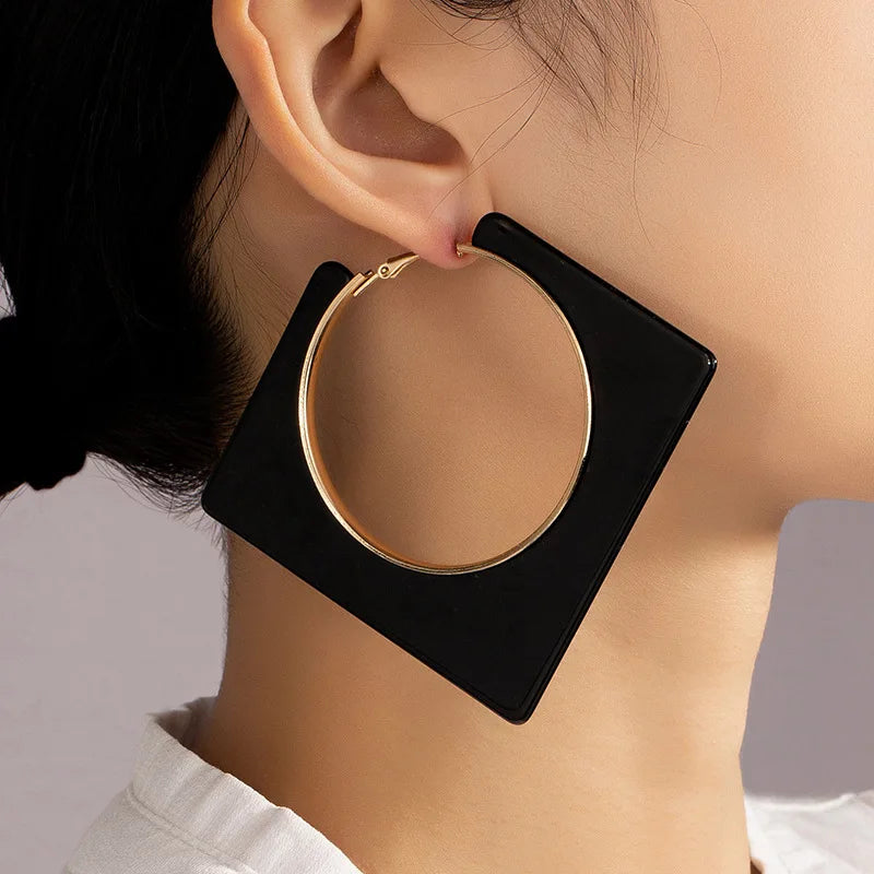 Large Geometric Alloy Earrings