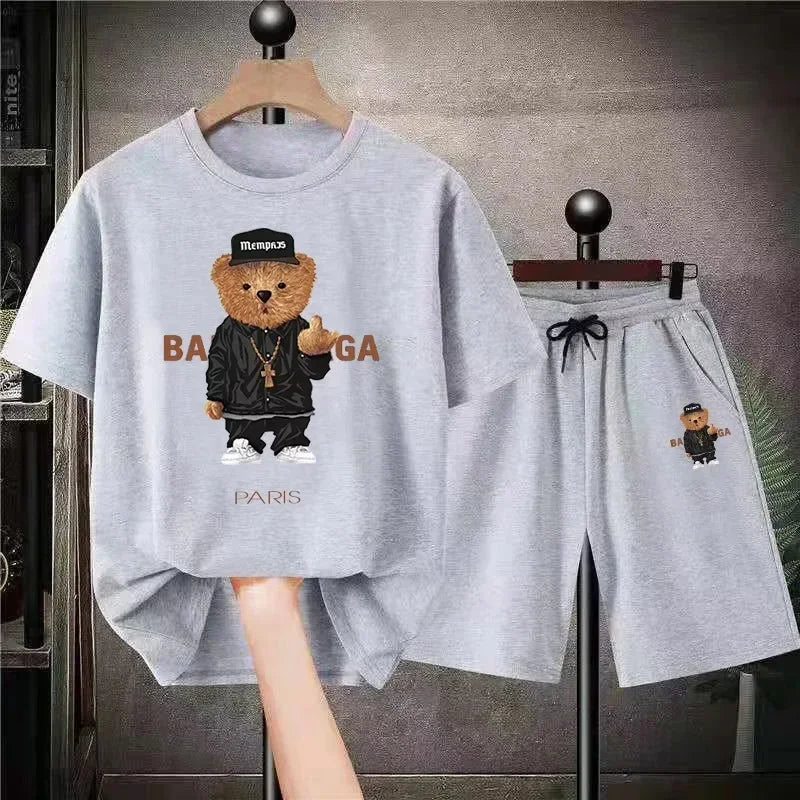 Men Funny Bear Tshirt Set