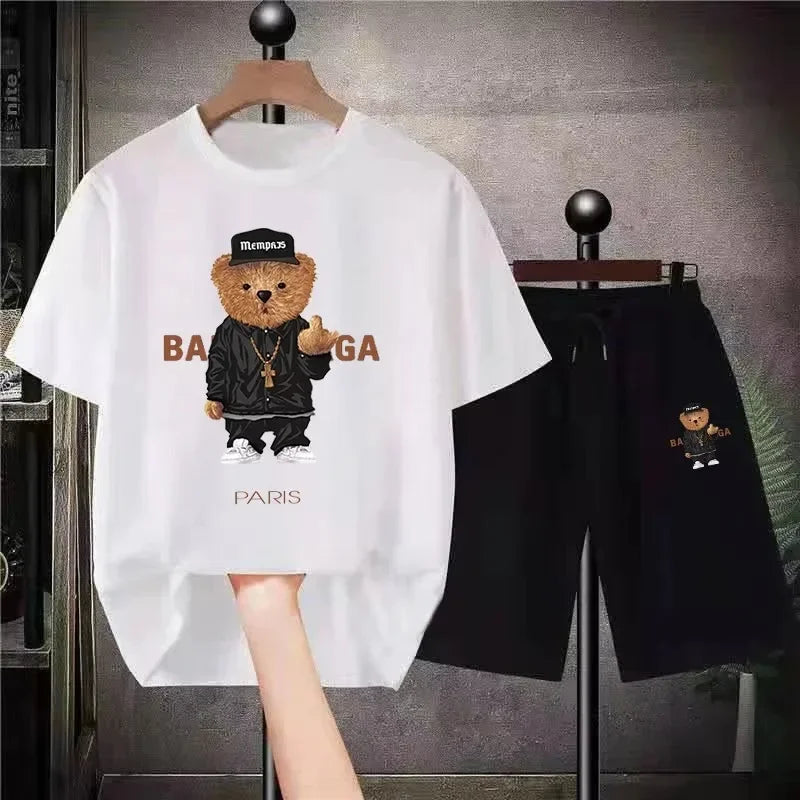 Men Funny Bear Tshirt Set