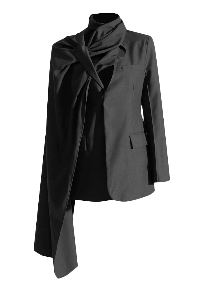 DIVA Blazer with Scarf Collar Long Sleeve