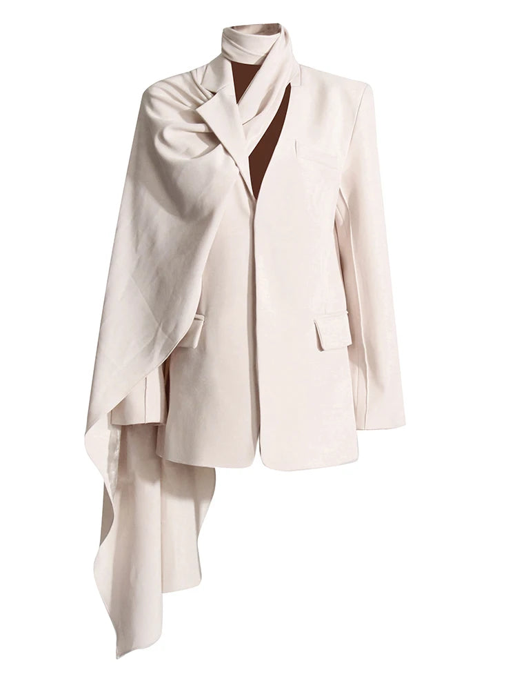 DIVA Blazer with Scarf Collar Long Sleeve