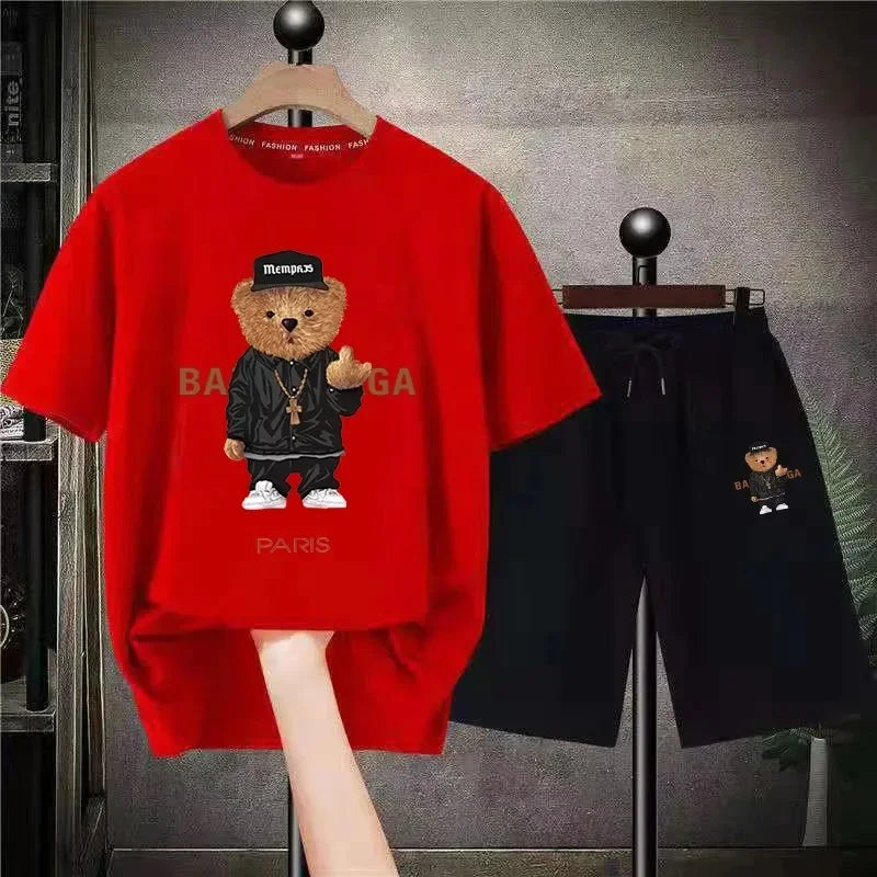 Men Funny Bear Tshirt Set