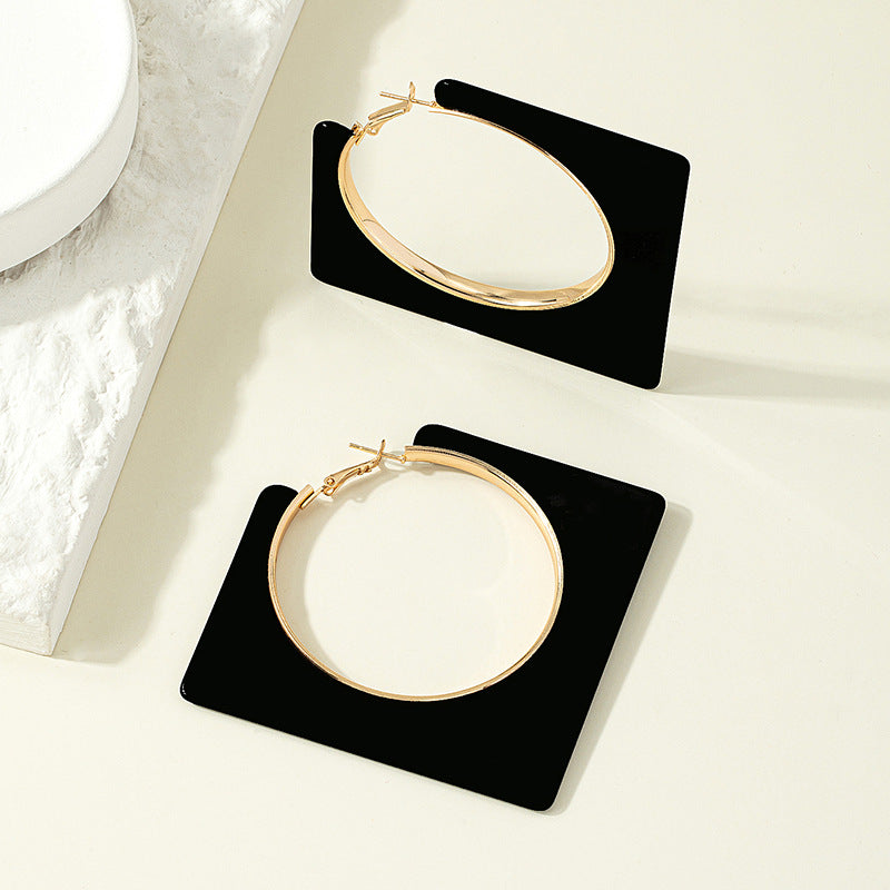 Large Geometric Alloy Earrings