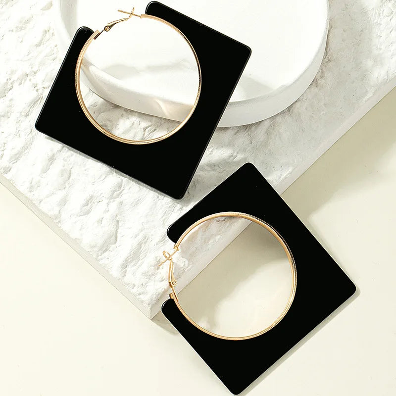 Large Geometric Alloy Earrings