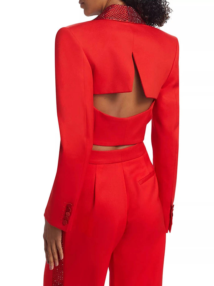 Elegant Two Piece Set For Women Lapel Long Sleeve