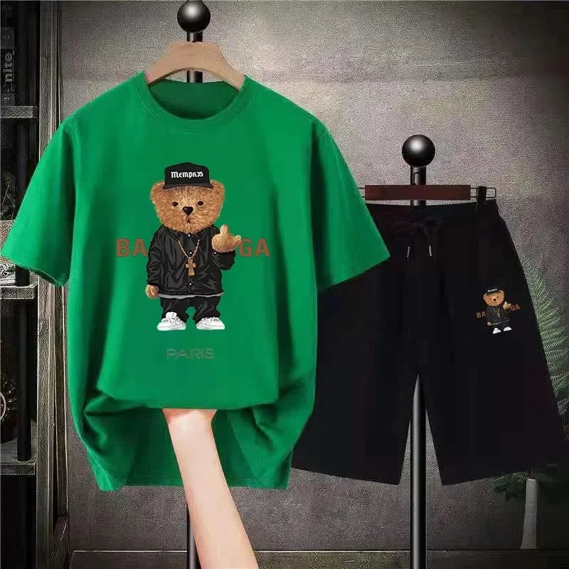 Men Funny Bear Tshirt Set