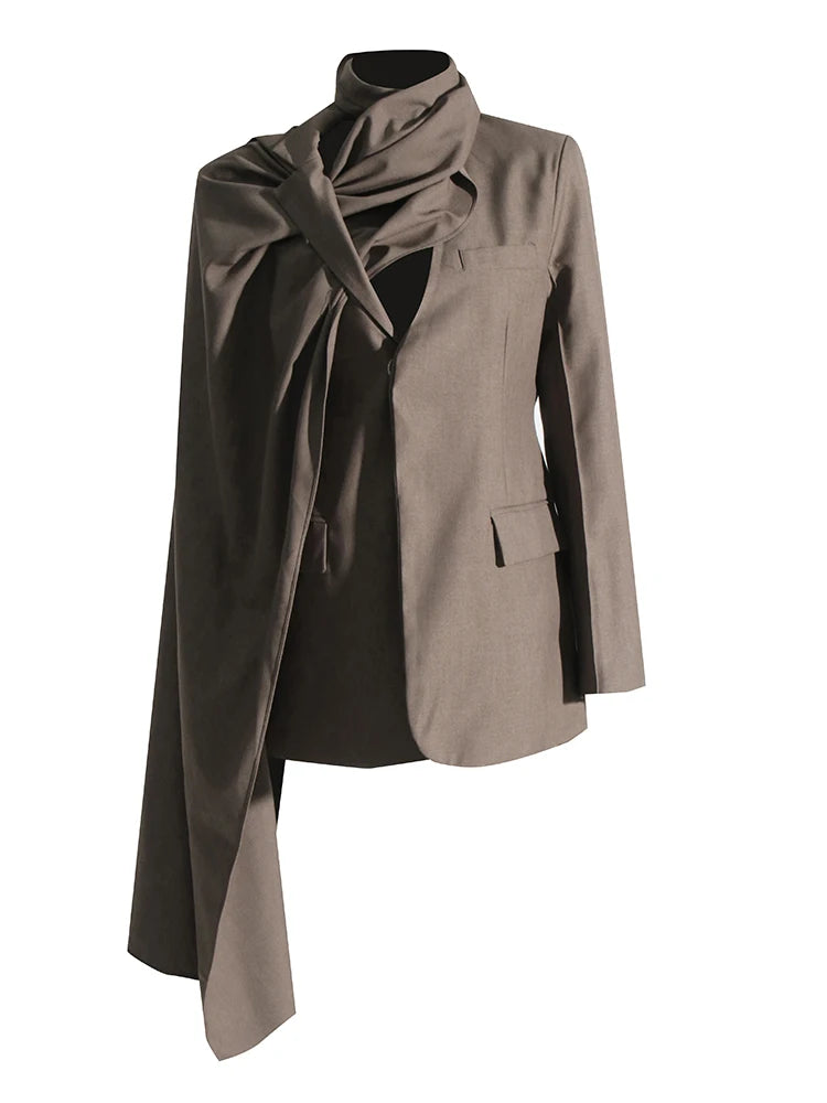 DIVA Blazer with Scarf Collar Long Sleeve